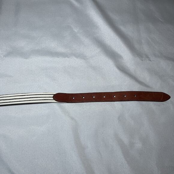 Women's Fossil Belt Cream Blue Stripe w/ Brown Leather Accent Size S EUC - Picture 6 of 10